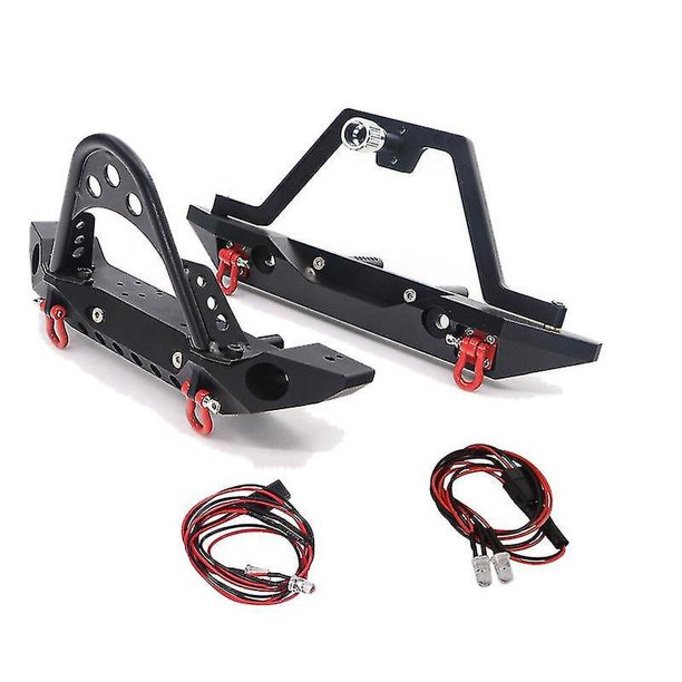 Para -4 parachoques delantero y trasero de metal universal con luces LED para 1:10 Rc Crawler Car Axial Scx10 & Hy