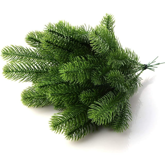 Ramas de pino artificial Ramas de abeto artificial Ramas de abeto artificial Guirnalda de agujas Suministros de bricolaje para la decoración del jardín del hogar de Navidad 50pcs PVC 30pcs 24x8cm Adepaton LL-1947-1