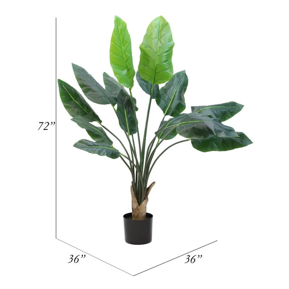 The Mod Greenhouse 72" Artificial Silk Green Bird of Paradise Plant in a Matte Black Grower's Pot