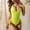 Yellow, variant on EGNMCR Womens Swimsuits Fashion Women Comfortable V-Neck Short Sleeve Fold Solid Color