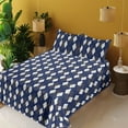 thumbnail image 2 of Ambesonne Geometric Fitted & Flat Sheet with Sham 3 Pcs Set, Rhombus Shapes Modern Art, Twin XL, Dark Blue Earth Yellow, 2 of 5