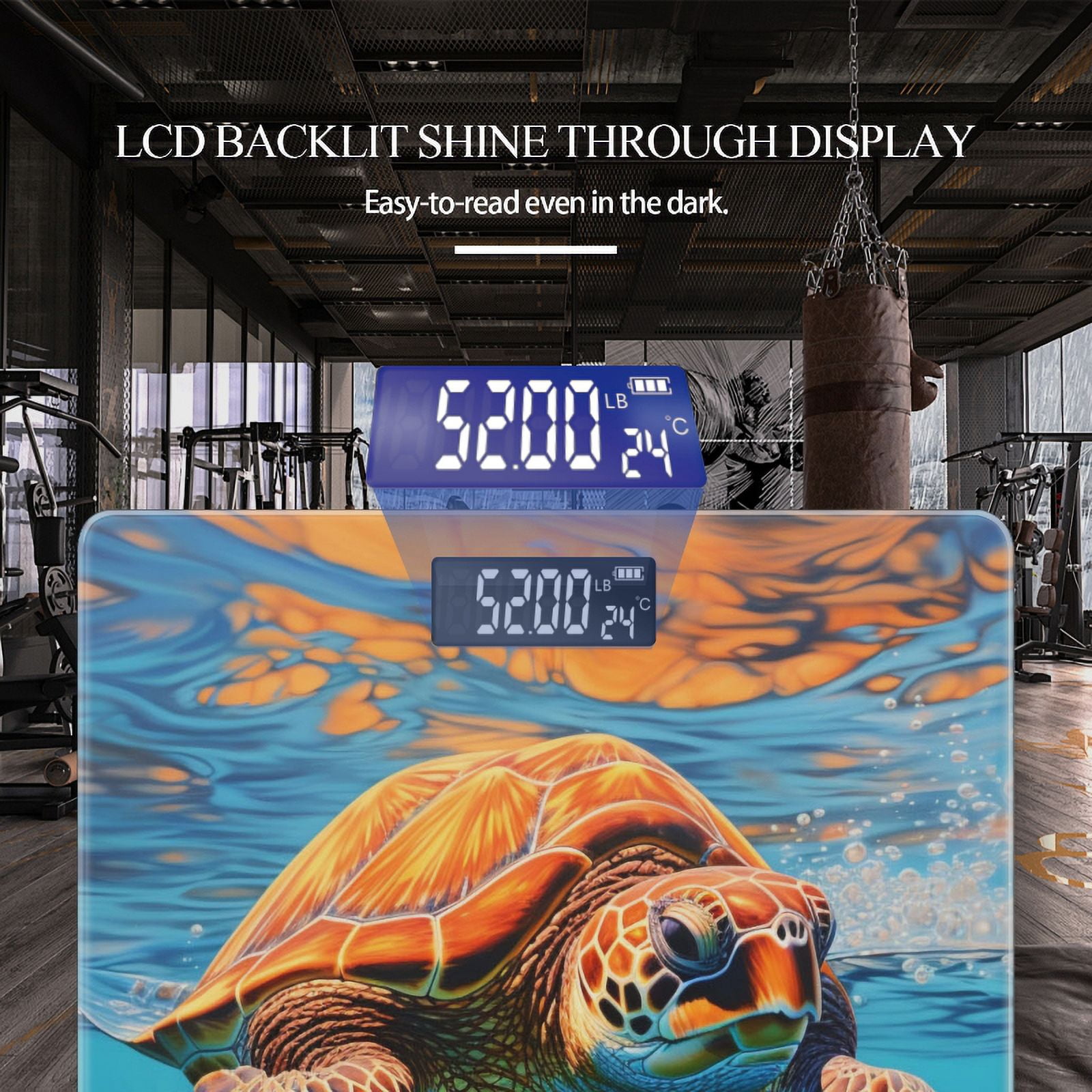Bathroom Scale, Highly Accurate Digital Body Scale,Precisely Measures Weight up to 400 lbs-Hyperrealistic Oil Painting Of Orange Sea Turtle Swimming In The Ocean