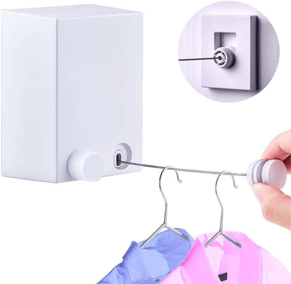 4M Clothesline Extendable for Indoor Use Wall Clothesline Adjustable