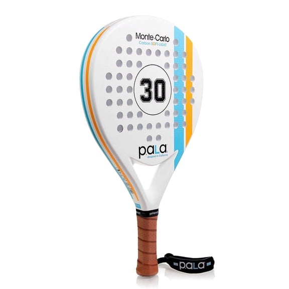 Montecarlo Soft Carbon White Padel Racket - P.ALA Light Racket with Carbon Fiber, Padel for Players that look for Power