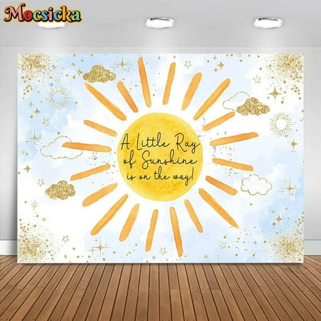 Image of Big Sun Baby Shower Backdrop Boys Welcome Party Decor A Little Ray of Sunshine is on the Way Photo Background Photocall