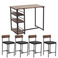 thumbnail image 2 of Kojooin Rustic Brown Dining Table and Chairs Set, Counter Height Bar Table with Upholstered Seats for Apartment or Dining Room, 2 of 8