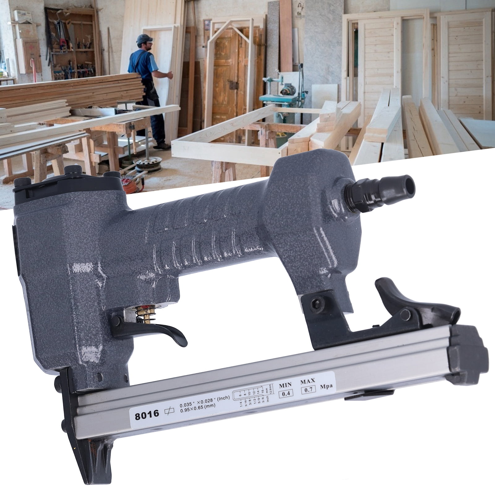 Yajisi Professional Air Nailer Pneumatic Concrete Nails Stapler, 6-16 mm (0.24-0.63 in) Heavy Duty Nailing Device for Woodworking and Home Improvement Projects