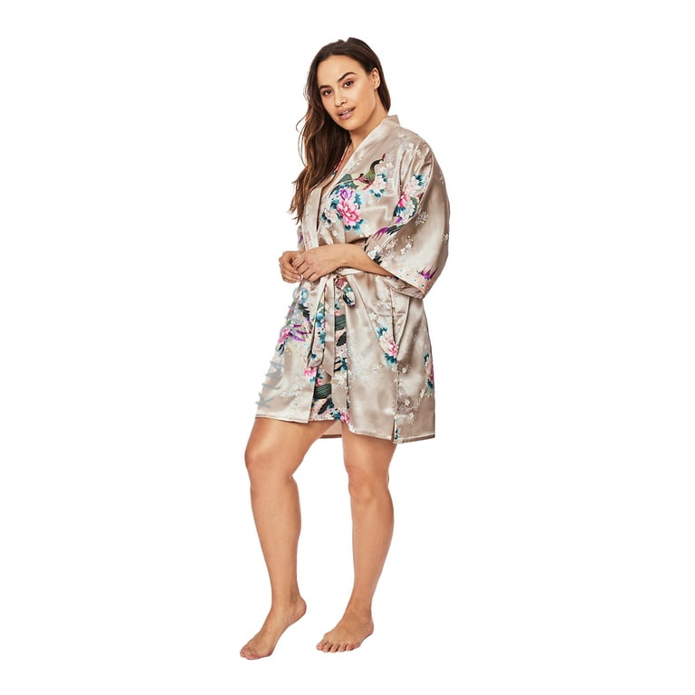 Japanese Women Kimono Robe Chinese Silk Satin Bathrobe Sleep Robes Plus  Size