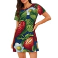 thumbnail image 1 of Fotbe Strawberry2 Bata de Dormir para Mujer con Estampado, Camisón de Algodón de Manga Corta, Ropa de Dormir Casual, 1 of 6
