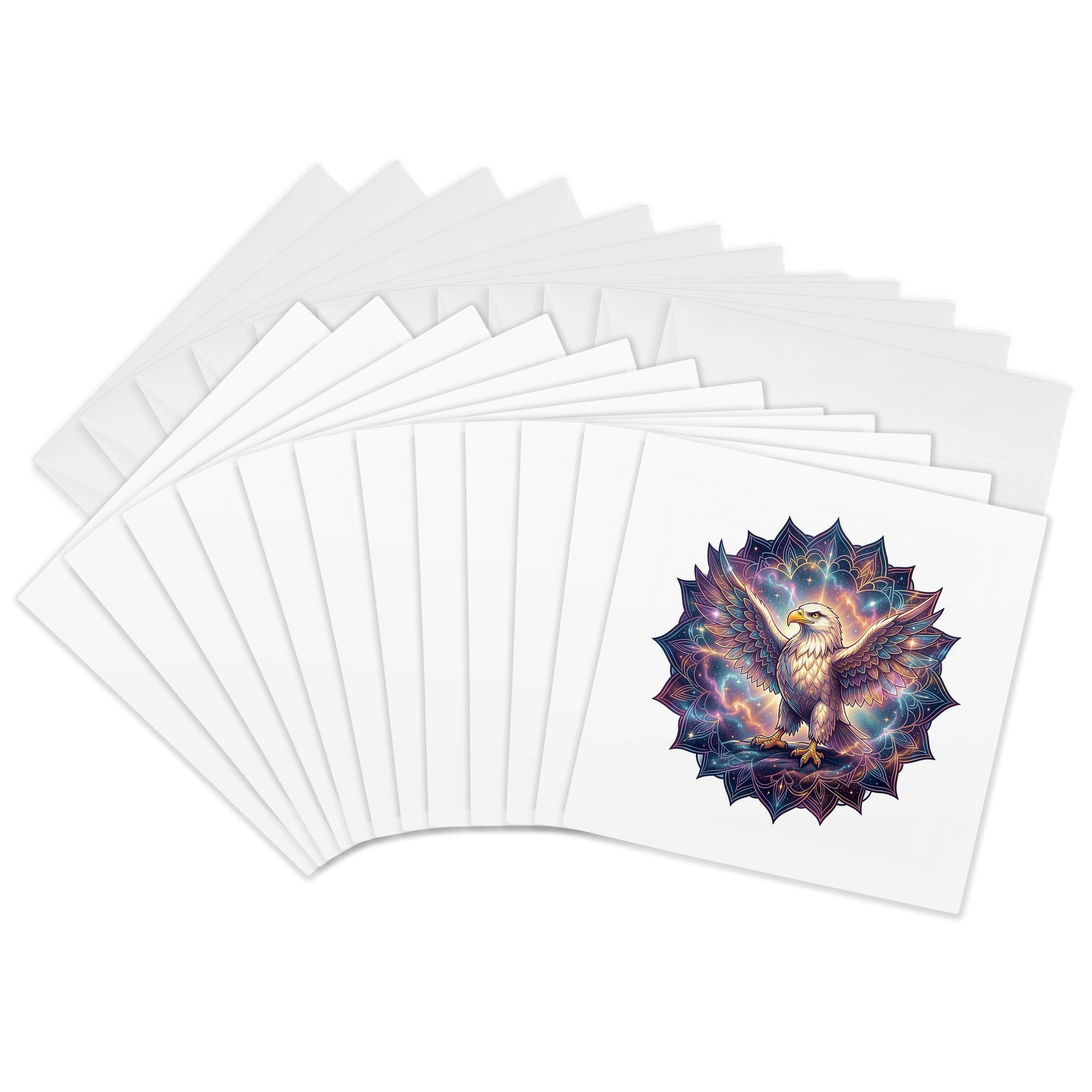 3drose Adorable Cat. Esoteric Magical Space Mandala Art. Positive Artsy Gift 12 Greeting Cards with Envelopes