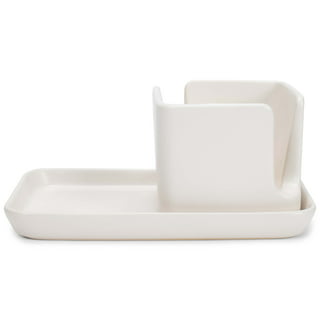 Modern Rim Stoneware Kitchen Sink Caddy Cream/clay - Hearth & Hand