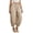 Khaki, variant on Lovzfmll Jogger Pants for Women, Summer Linen Solid Color Straight with Pockets & Elastic Waist, Loose Fit Casual Bottoms Wine, XL