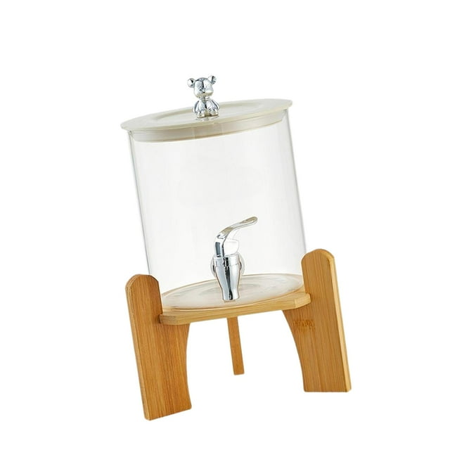 simhoa Glass Drink Dispenser 3.5L Cold Beverage Dispenser for Punch Water Daily Use Bear