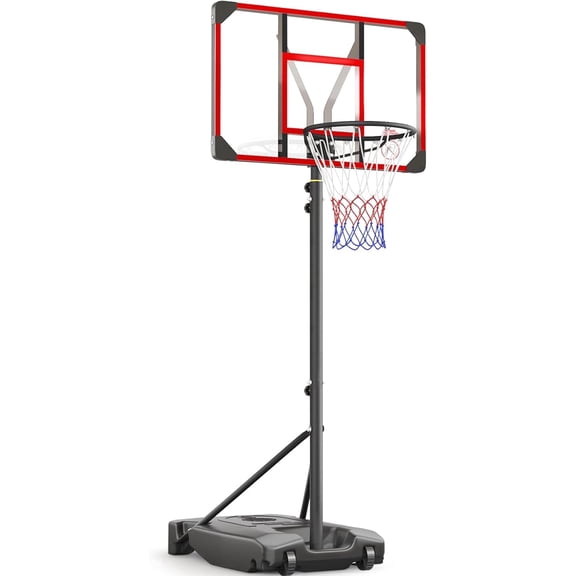 Toremore 33" Portable Basketball Hoop Outdoor Adjustable, 4.82-8.53FT, Kid Basketball Hoop Goal System with Shatterproof PC Backboard for Kids Youth and Adults