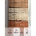 thumbnail image 6 of Farmhouse Burnt Orange Brown Sheer Curtains 45 Inch Length 2 Panels Set Window Treatments, Vintage Wooden Striped Rod Pocket Semi Curtains for Living Room/Bedroom/Kitchen Décor, 104"W x 45"L, 6 of 7