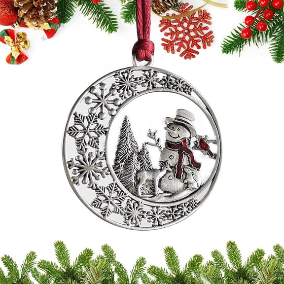 Sunyuer Christmas Ornaments, Solid Pewter Christmas Tree Ornament Handcrafted Metal DIY Hanging Craft Collectibles for Christmas Trees Home Party Party Gifts (Snowman)