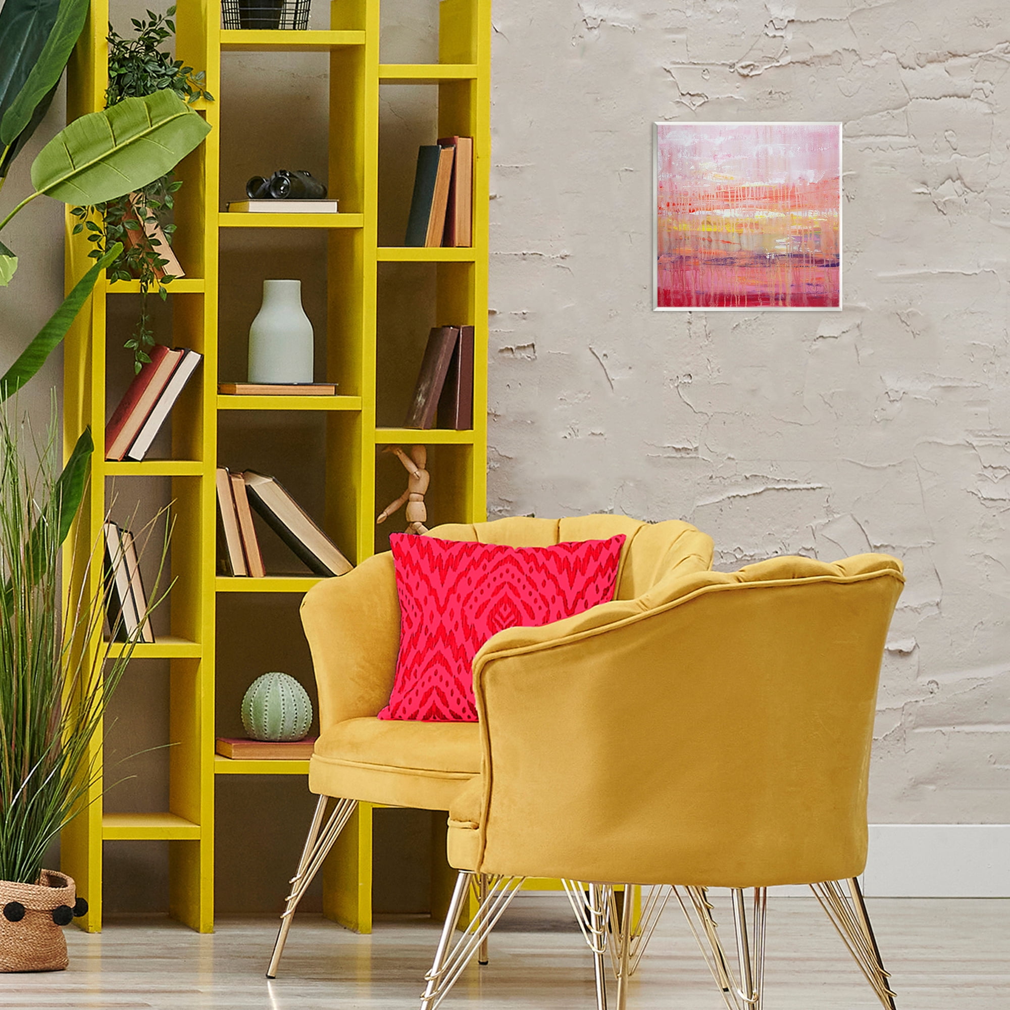 Stupell Industries Dripping Paint on Pink Abstract Painting Unframed Art Print Wall Art, 12 x 12