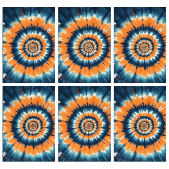 6 Pcs Orange and Blue Tie Dye Pattern Funny Kitchen Towels, Microfiber Dish Towels, Kitchen Tea Towels Set 18" X 26"