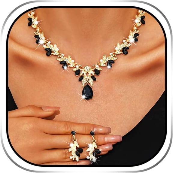 DESIGNICE Bridal Wedding Jewelry Set Crystal Rhinestone Neck Jewelry Prom Costume Jewelry Necklace for Women