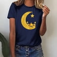 thumbnail image 2 of Penkiiy Muslim Ramadan T-Shirt for Women Women's Summer Moon Graphic Shirts Cute Boho Short Sleeve Round Neck Tee Girls Casual Loose Blouses S Navy, 2 of 6