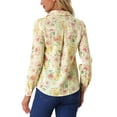 thumbnail image 3 of INSPIRE CHIC Women's Button Down Shirt Ditsy Floral Long Sleeve Point Collar Office Top XL Light Yellow, 3 of 6