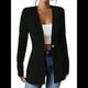 thumbnail image 3 of Chaqueta de Traje Informal de Oficina para Mujer, de Larga, con un Botón y Abertura Frontal, con Diseño de Gofre Negro L, 3 of 7