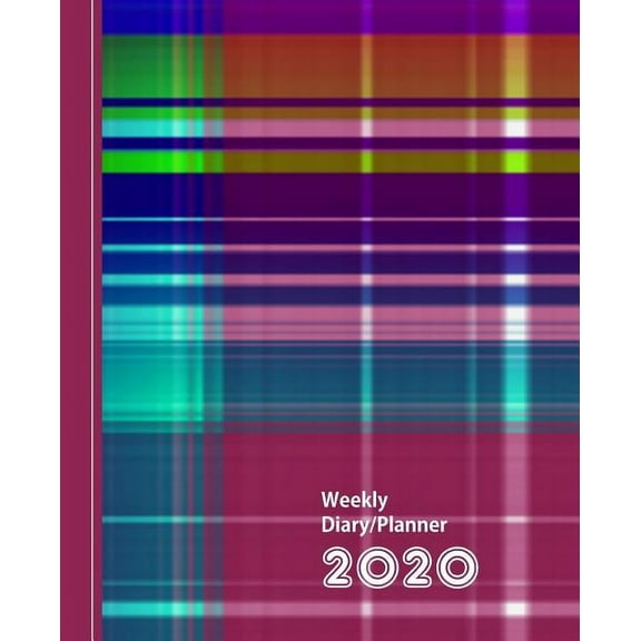 Planners One Year 2020: Colorful Checks And Stripes Design: Diary Weekly Spreads January to December (Paperback)