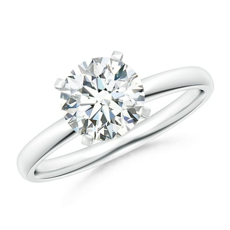 Diamond Ring Platinum Rings - April Birthstone Ring - Classic Round Diamond Solitaire Ring in Platinum (7.4mm Diamond) - SR1506D-PT-GVS2-7.4-7