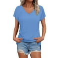 thumbnail image 2 of WCJM Women's Short Sleeve T-Shirt Womens Summer Daily Casual V Neck Shirts Short Sleeve Tops Blouses Loose Fit Shirt, 2 of 5