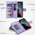 thumbnail image 3 of Dteck for Samsung Galaxy S23 Ultra Wallet case,Crossbody Shoulder Strap PU Leather Pattern Embossed Purse Kickstand Flip Cover Card Holders Hand Strap Lanyard Neck Strap Case, Purple, 3 of 8