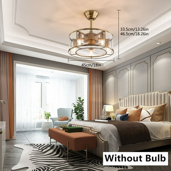 FETCOI Industrial Ceiling Fan w/ Light Remote Cage Chandelier Farmhouse Pendant lamp