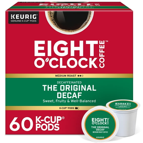 Eight O'Clock Coffee The Original Decaf, Single-Serve Keurig K-Cup Pods, Medium Roast Coffee Pods, 60 Count