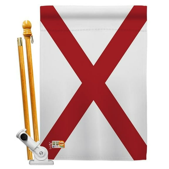 AA-SS-HS-140501-IP-BO-D-US18-AG 28 x 40 in. Alabama States Impressions Decorative Vertical Double Sided House Flag Set & Pole Bracket Hardware Flag Set