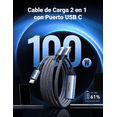 thumbnail image 2 of Combo Ugreen Cargador Robot 65w con Cable 2 en 1 de 100w 1.5m, 2 of 7