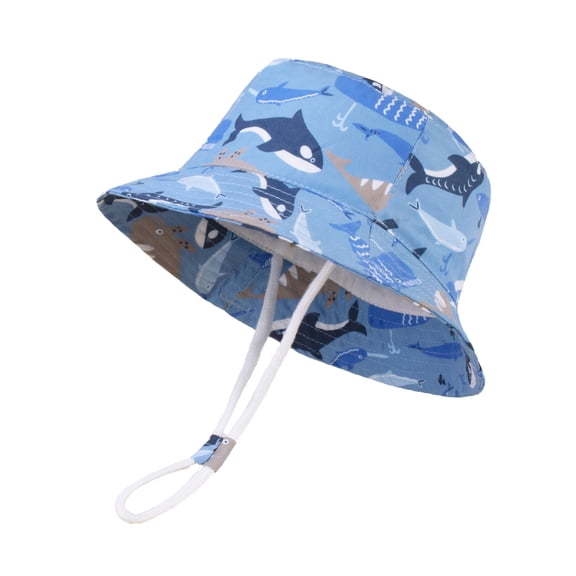 XUNKUSGA Baby Sun Hat Lightweight Wide Brim bucket hat UPF 50 Toddler Beach Hat Casual Sun Protection summer hats with Adjustable Chin Strap,Blue,1-2Y
