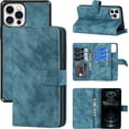 thumbnail image 5 of Wallet Case Compatible with iPhone 12 Pro/iPhone 12 Case,[6 Card Slots] [Wrist Strap] [Stand Feature] Detachable 2 in 1 Magnetic Leather Cover Shockproof Slim Case for iPhone 12 Pro,6.1" Blue, 5 of 18