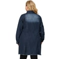 thumbnail image 5 of Unique Bargains Juniors' Plus Button Down Long Sleeve Denim Outerwear Jacket 4X Dark Blue, 5 of 6