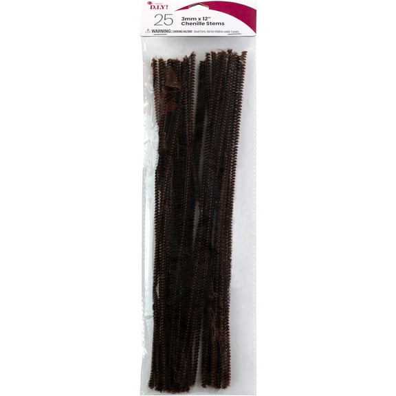 CousinDIY Chenille Stems 3mmx12" 25/Pkg-Brown