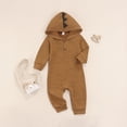 thumbnail image 2 of Newborn Baby Boy Girl Dinosaur Print Hooded Jumpsuit Button Down Bodysuit One Piece Romper Clothes, 2 of 7