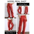 thumbnail image 3 of Asyoly Womens Solid High Waisted Cargo Pants Wide Leg Casual Pants Combat Military Trouser with 6 Pockets US 4-18, 3 of 6