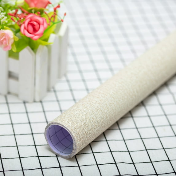 Beige Grasscloth Linen Wallpaper Solid Color Self-Adhesive Wallpaper Removable Simple Natural Embossed Textured (23.6" - 39.4")