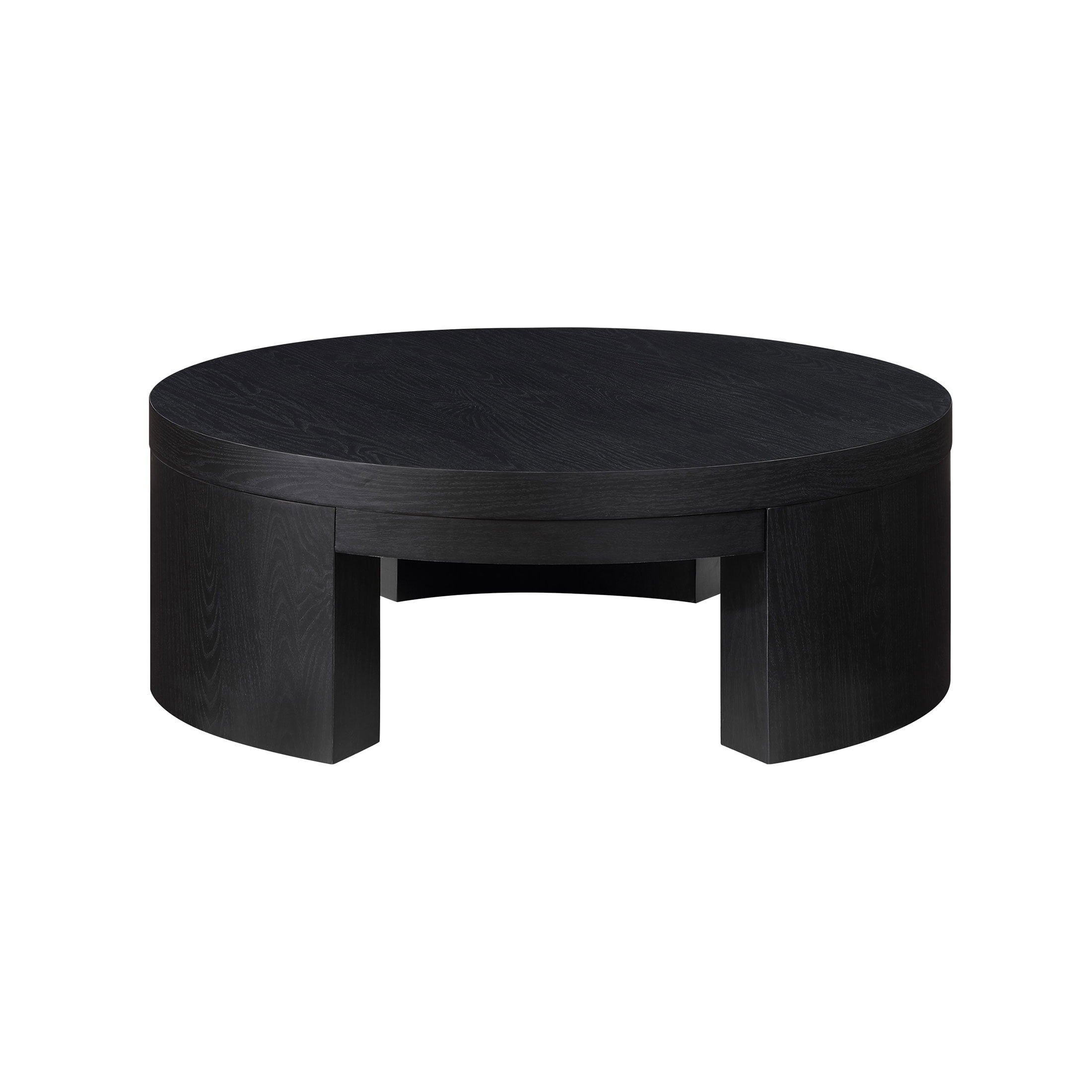 Beautiful Mod Round Coffee Table by Drew Barrymore, Rich Black Finish