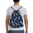 thumbnail image 2 of Drawstring Backpack - Astronaut Dinosaur and Space Splash Proof Small Drawstring Gym Bag for Women Men, Cinch Sports String Bag Backpack for Travel Swimming Beach, 2 of 8