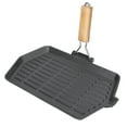 thumbnail image 2 of Griddle Pan, Easy Cleaning Grill Pan Anti Warping Bottom Portable&nbsp;Folding With&nbsp;Wooden&nbsp;Handle For Camping For Household, 2 of 8