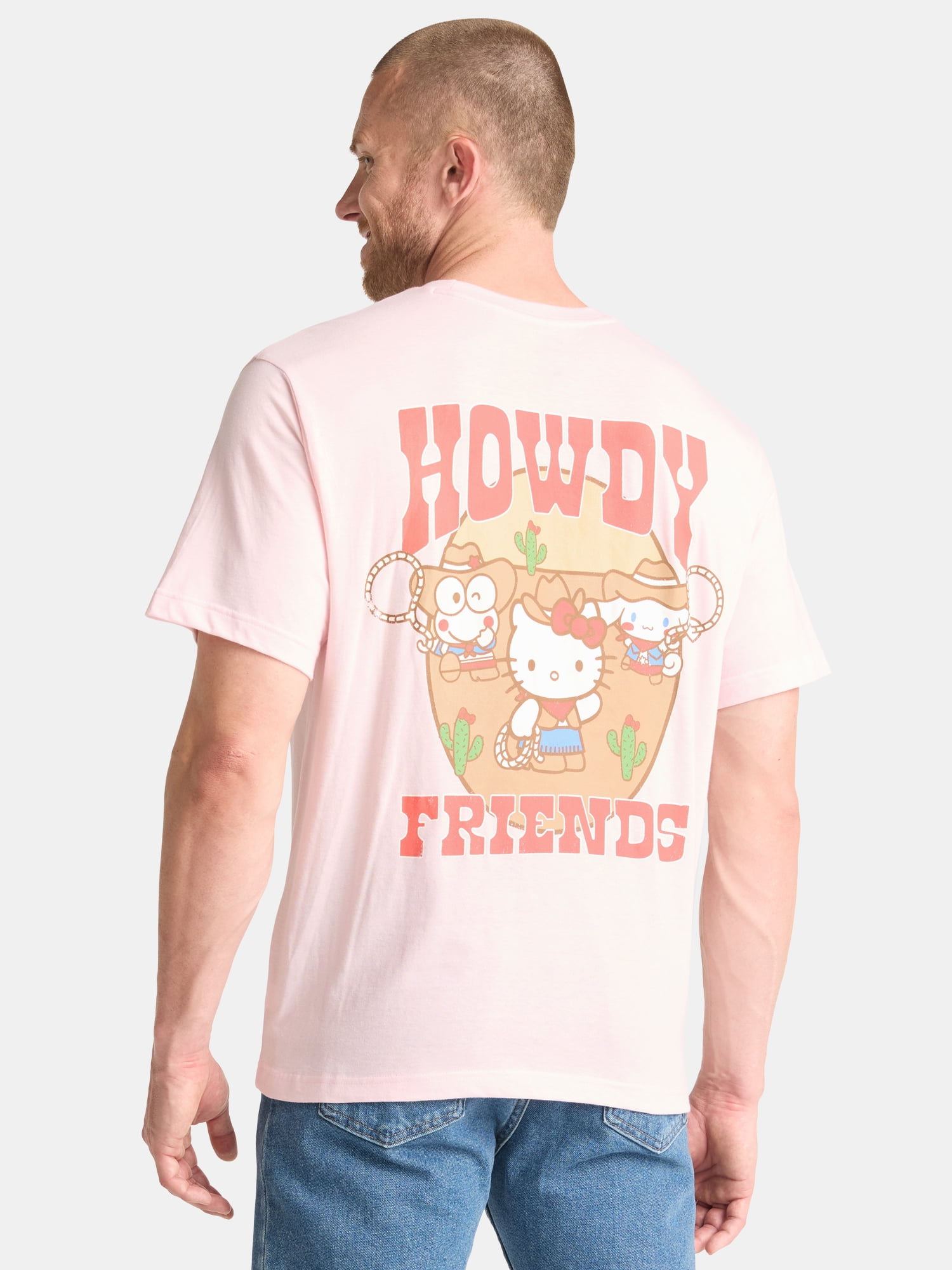 Hello Kitty & Friends Men's and Big Men's Front Back Graphic Tee with Short Sleeves, Sizes S-3XL