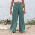 thumbnail image 7 of Lenpel Girls' Wide Leg Pants Elastic High Waisted Pleated Baggy Casual Trousers Loose Beach Pants with Pockets, 7 of 7