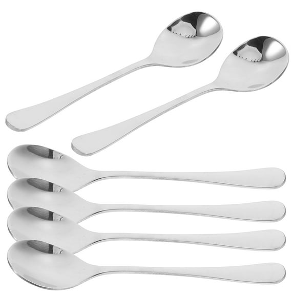 Homoyoyo Robust Stainless Steel Spoons Silver 6Pcs Comfortable Secure Versatile for Daily Use