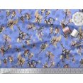 thumbnail image 2 of Soimoi Blue Rayon Fabric Dragonfly,Floral & Texture Decor Fabric Printed BTY 56 Inch Wide, 2 of 3