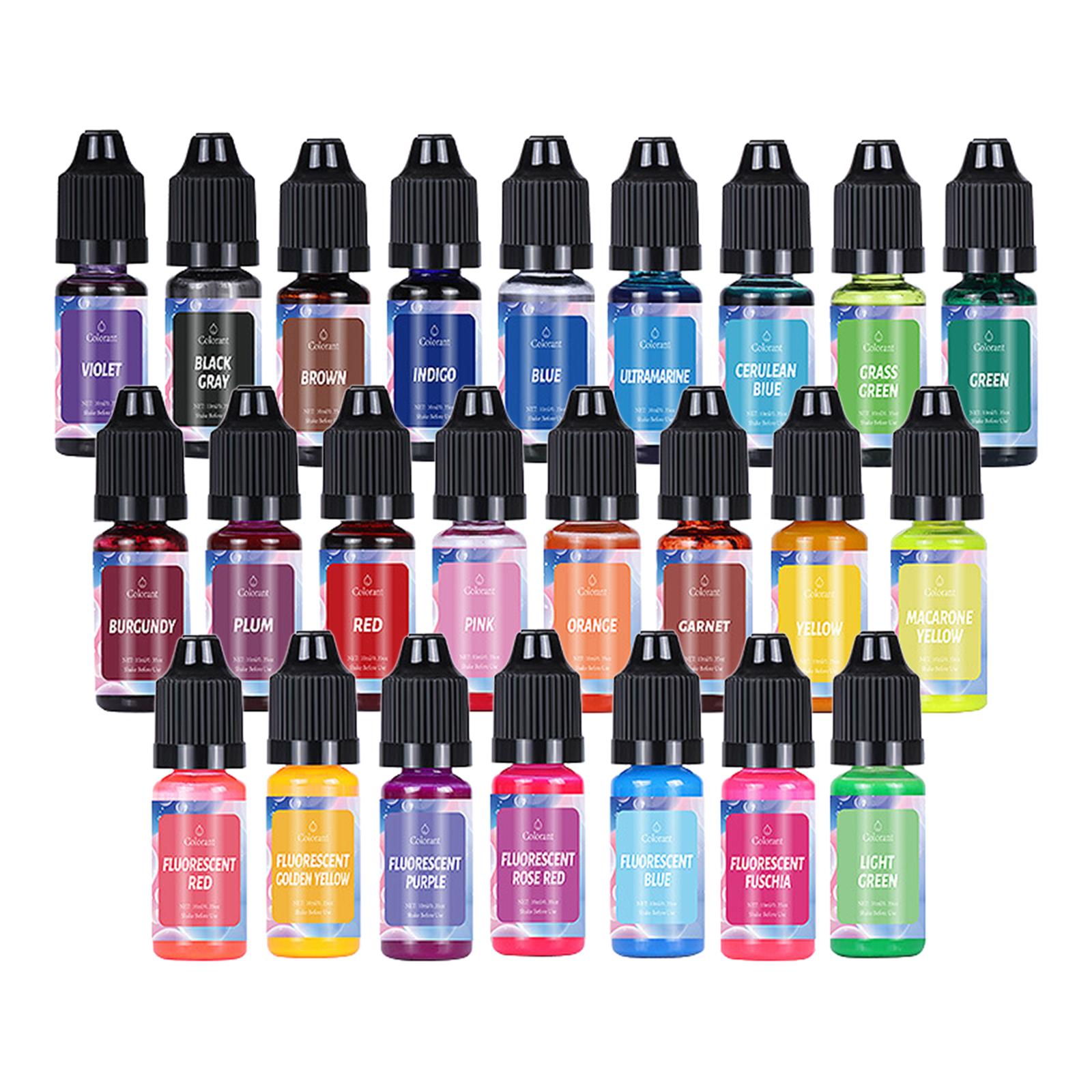 Ink Set, Epoxy Resin Pigment High Concentrated Liquid Dye Colorants Based Ink 10ml Each for DIY Crafts Scrapbook , Multicolor, 10ml