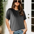 thumbnail image 6 of Htwon Summer Tops Women Causal Basic Plain T Shirt V Neck Short Sleeve Stretch Tee, 6 of 23